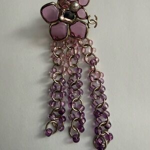 CHANEL Pink and Purple Flower Brooch